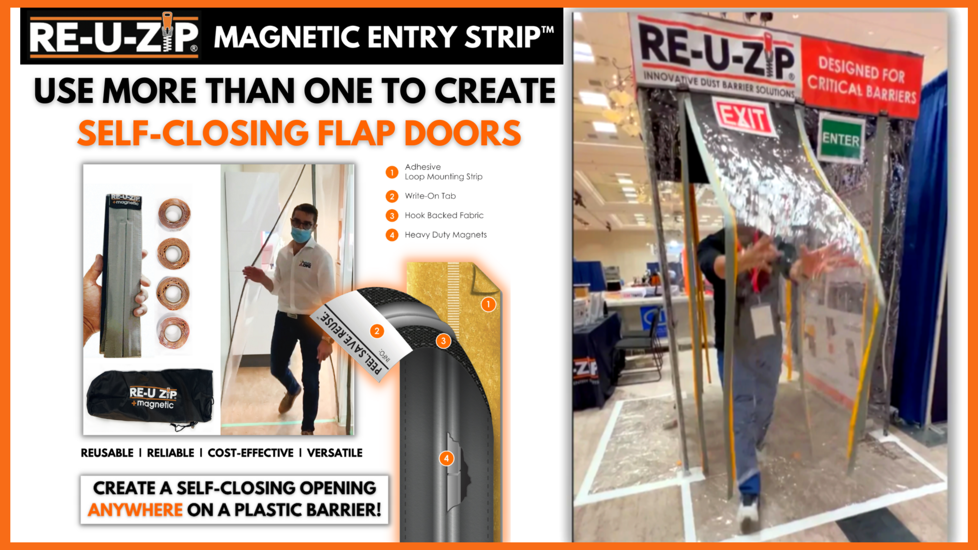 Cargar video: RE-U-ZIP Magnetic Double Flap Door Demo