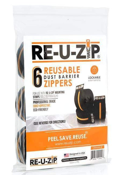 RE-U-ZIP DUST BARRIER SYSTEM Construction RE-U-ZIP™ REUSABLE DUST BARRIER ZIPPERS | 6 PACK (requires mounting strips)